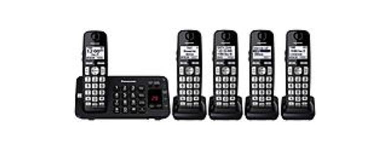 Panasonic KX-TGE445B DECT 6.0 Expandable Cordless Phone with Answering Machine- 5 Handsets - Black