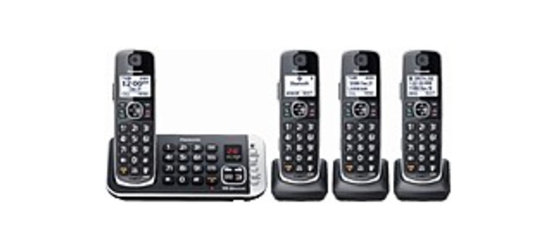 Panasonic KX-TGE674B Link2Cell DECT 6.0 Expandable Cordless Phone - 4 Handset - Black