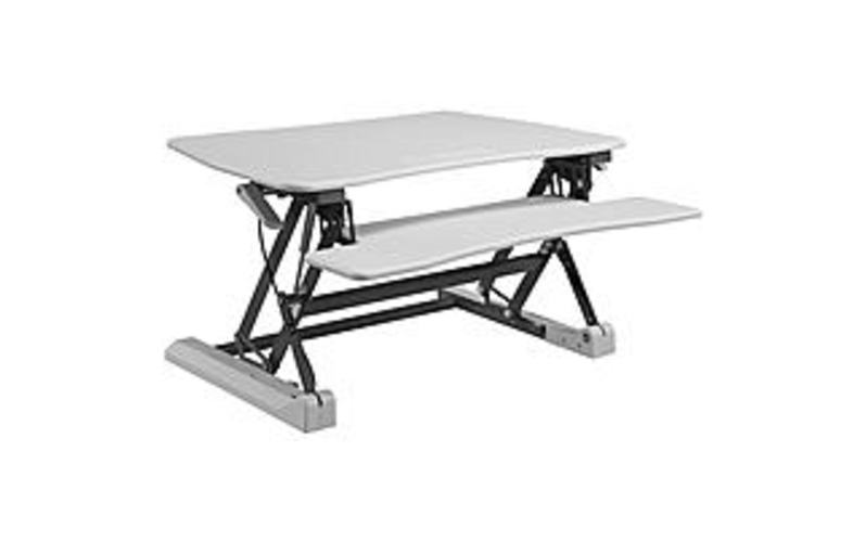 Lorell LLR99554 Sit-to-Stand Gas Lift Desk Riser - White
