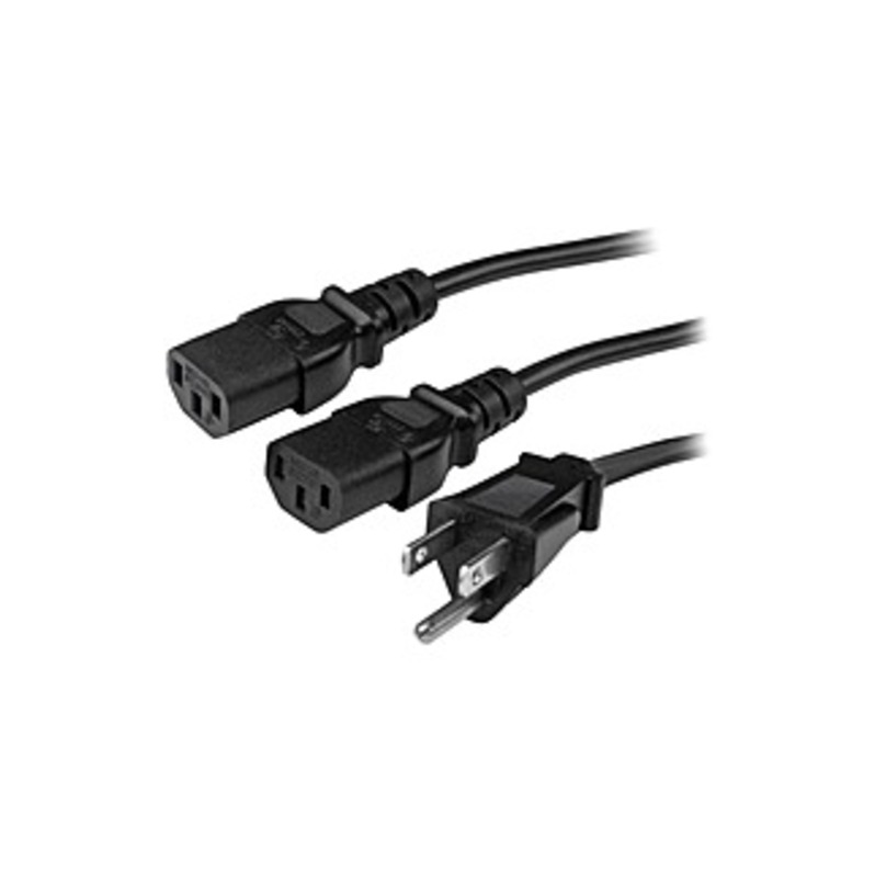 StarTech.com 10 ft Computer Power Cord - NEMA 5-15P to 2x C13 - C13 Y-Cable - Power Cord Y Splitter Cable - Power 2 monitors at once - For Monitor, Co