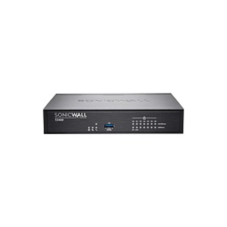 SonicWall TZ400 Network Security/Firewall Appliance - 7 Port - 10/100/1000Base-T Gigabit Ethernet - AES (128-bit), AES (256-bit), DES, MD5, AES (192-b