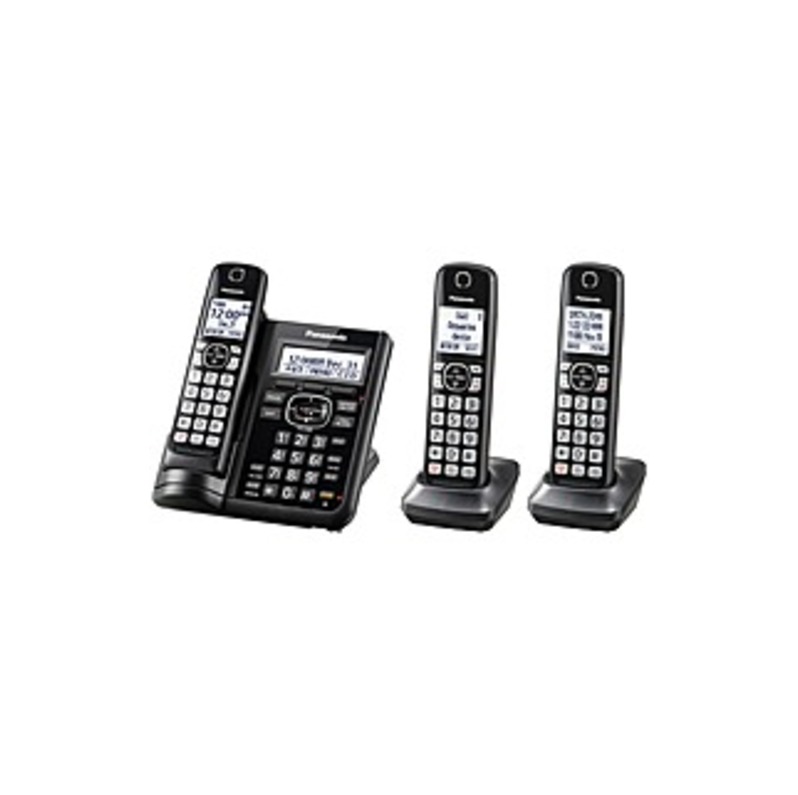 Panasonic KX-TGF543B DECT 6.0 1.93 GHz Cordless Phone - Black - 1 x Phone Line - 3 x Handset - Speakerphone - Answering Machine