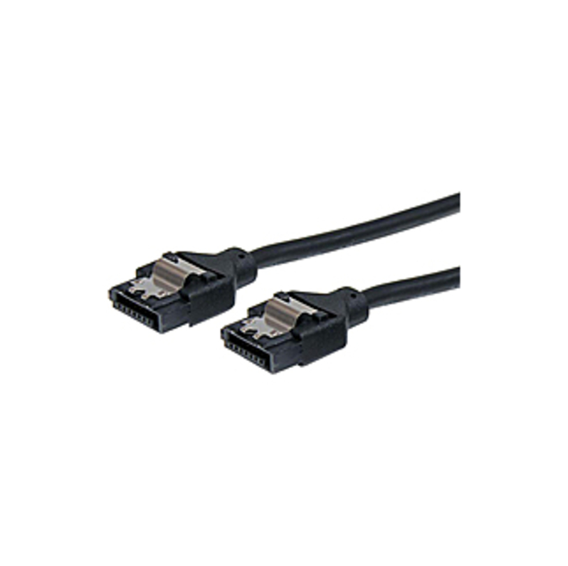 StarTech.com 6in Latching Round SATA Cable - SATA for Hard Drive - 6 - 1 Pack - 1 x Female SATA - 1 x Female SATA - Black