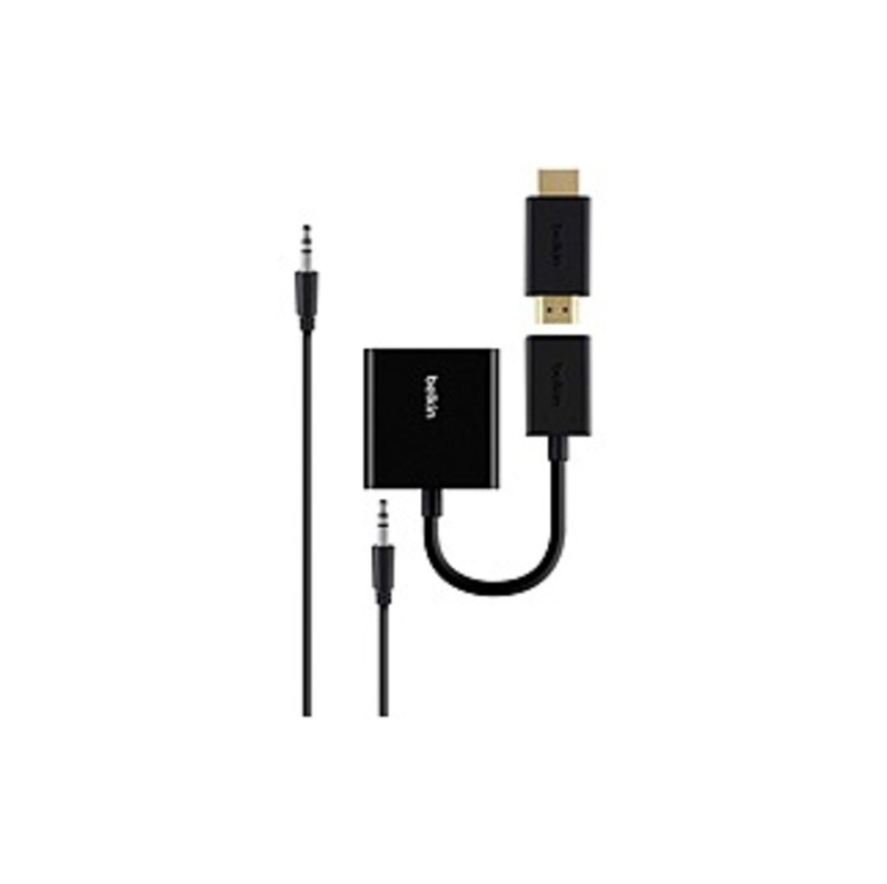 Belkin Universal HDMI to VGA Adaptor with Audio - HDMI/Mini-phone/USB/VGA A/V Cable for Chromebook, Chromecast, Apple TV, Amazon Fire TV, Raspberry Pi