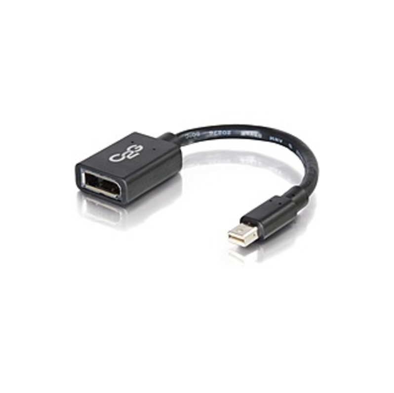 C2G 6in Mini DisplayPort to DisplayPort Adapter Converter - Black - DisplayPort for Audio/Video Device, Monitor - 6" - 1 x DisplayPort Female Digital