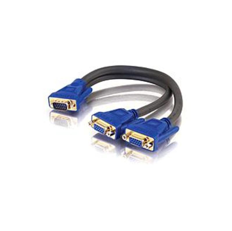 C2G Ultima One HD15 Male to Two HD15 Female SXGA Monitor Y-Cable - HD-15 Male - HD-15 Female - 12" - Charcoal