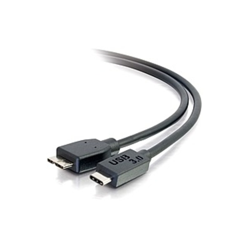 C2G 3ft USB 3.1 Gen 1 USB Type C to USB Micro B Cable - USB C Cable Black - USB for Smartphone, Tablet - 60 MB/s - 3 ft - 1 Pack - Type C Male USB - M