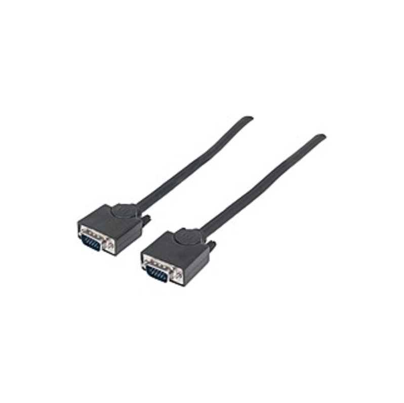 Manhattan SVGA HD15 Male to HD15 Male Monitor Cable, 15', Black - Fully shielded to reduce EMI interference for improved video transmission