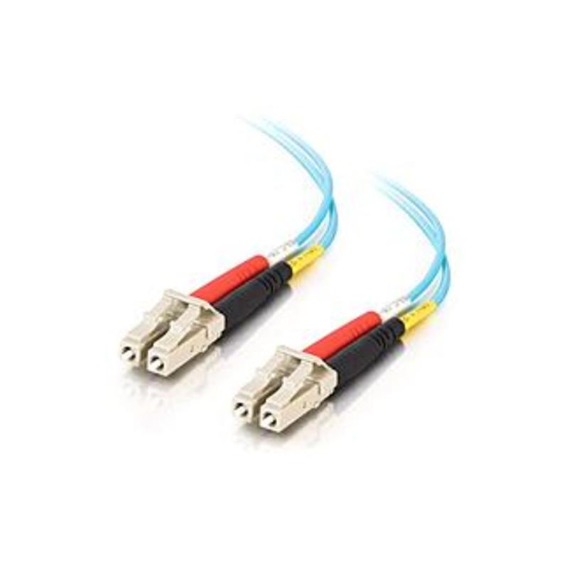 C2G 15m LC-LC 10Gb 50/125 OM3 Duplex Multimode PVC Fiber Optic Cable (USA-Made) - Aqua - Fiber Optic for Network Device - LC Male - LC Male - 10Gb - 5