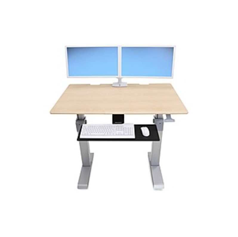 Ergotron WorkFit-DL 48, Sit-Stand Desk (Maple) - Maple Rectangle Top - 2 Legs - 48" Table Top Width x 29" Table Top Depth - 51.30" Height - Assembly R