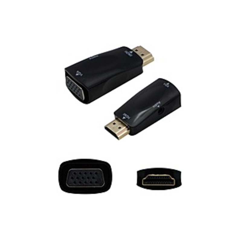 AddOn HDMI Male to VGA Female Black Active Adapter with 3.5mm Audio and Micro USB Ports - 100% compatible and guaranteed to work