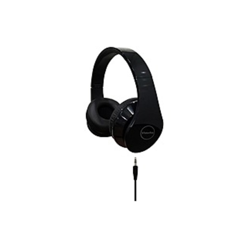 VisionTek Folding Stereo Headphones with Detachable Cable -BLACK - Stereo - Black - Mini-phone - Wired - 32 Ohm - 20 Hz 20 kHz - Over-the-head - Binau