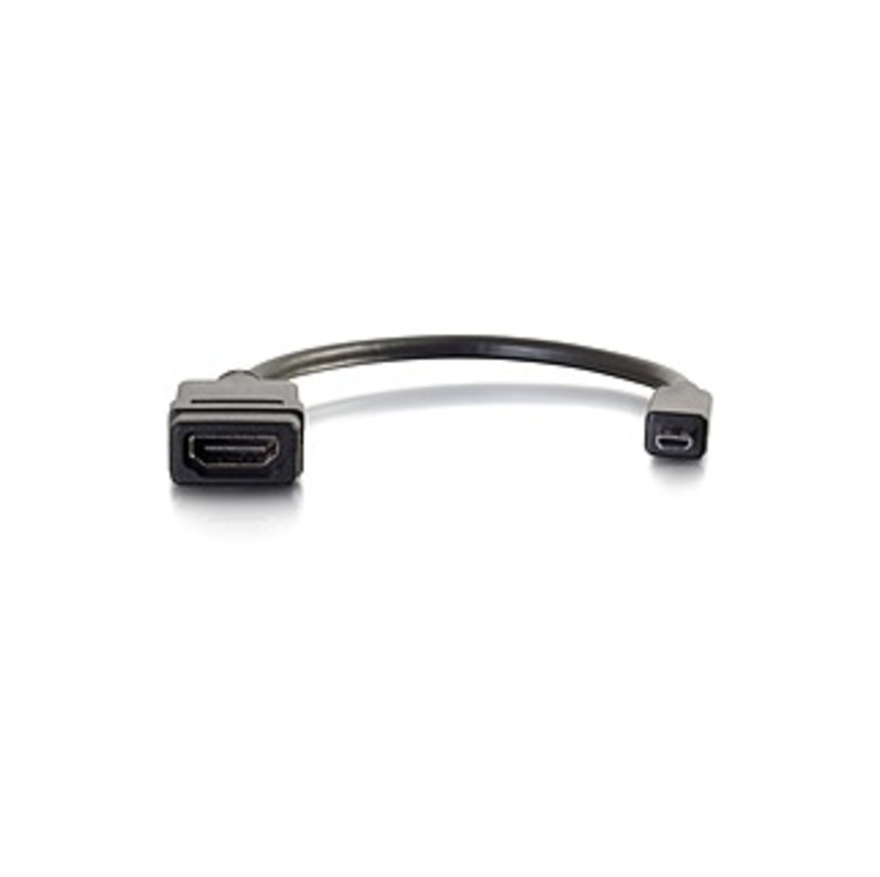 C2G 8in Micro HDMI to HDMI Adapter - Micro HDMI Adapter - Male to Female Black - HDMI/Micro HDMI for Audio/Video Device - 1 x HDMI (Micro Type D) Male
