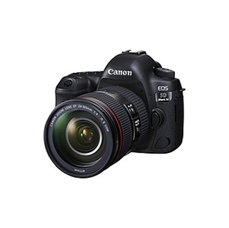 Canon EOS 5D Mark IV 30.4 Megapixel Digital SLR Camera with Lens - 24 mm - 105 mm - Black - 3.2" Touchscreen LCD - 4.4x Optical Zoom - Optical (IS) -