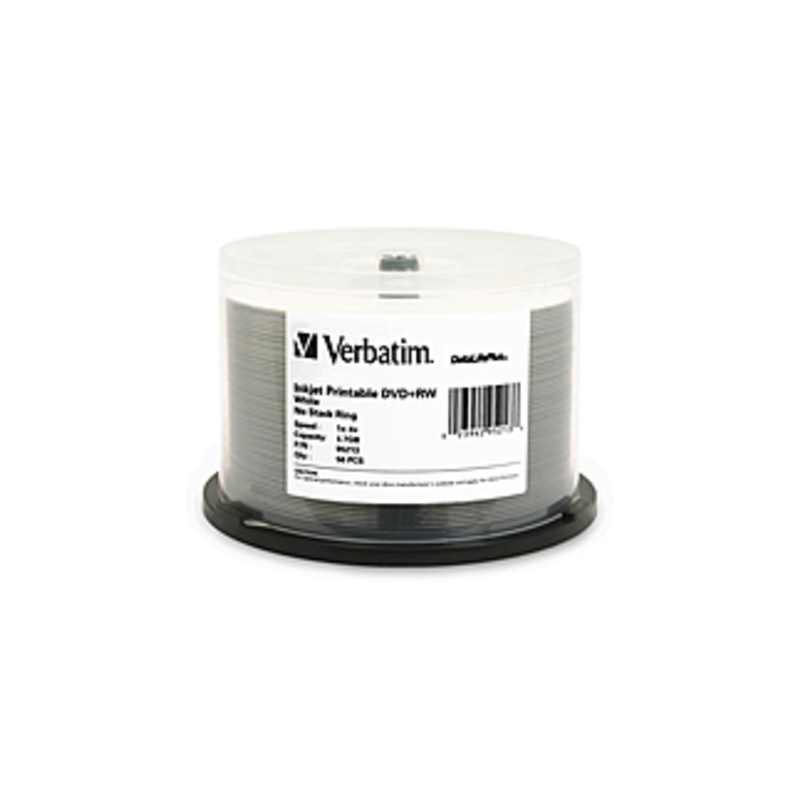 Verbatim DVD+RW 4.7GB 4X DataLifePlus White Inkjet Printable - 50pk Spindle - 4.7GB - 50 Pack