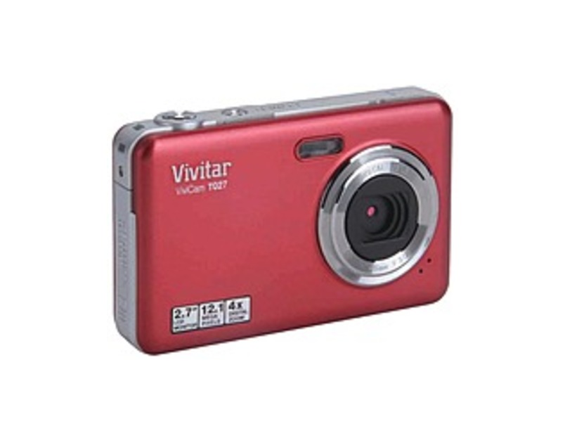 Vivitar ViviCam T027 12.1 Megapixel Compact Camera - Red - 2.7" LCD - 4x Digital Zoom - 4000 x 3000 Image - 640 x 480 Video