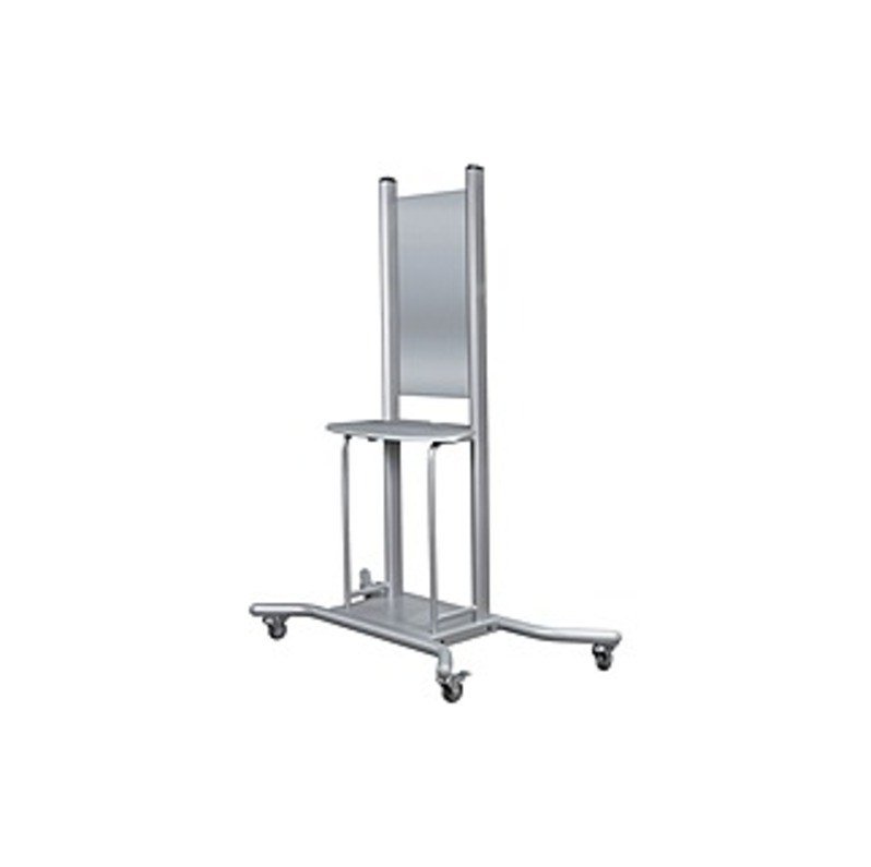 MooreCo Wall Mount Mobile Stand - 1 x Shelf(ves) - 74" Height x 58" Width x 30.3" Depth - Steel - Platinum
