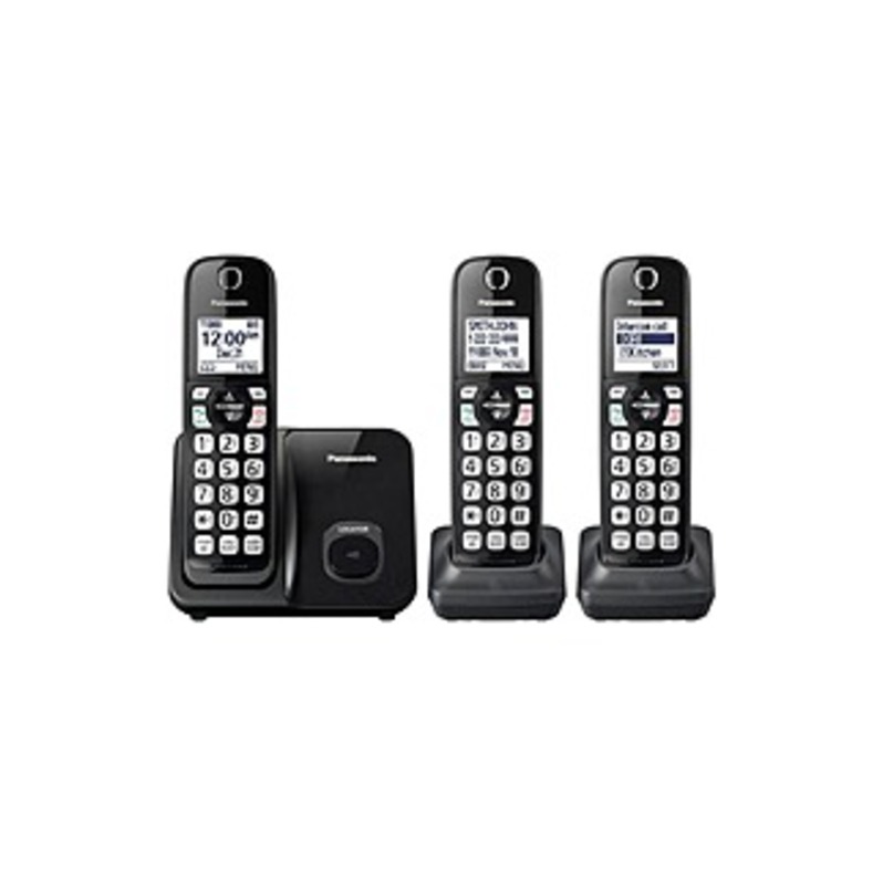 Panasonic KX-TGD513B DECT 6.0 1.93 GHz Cordless Phone - Black - 1 x Phone Line - 3 x Handset
