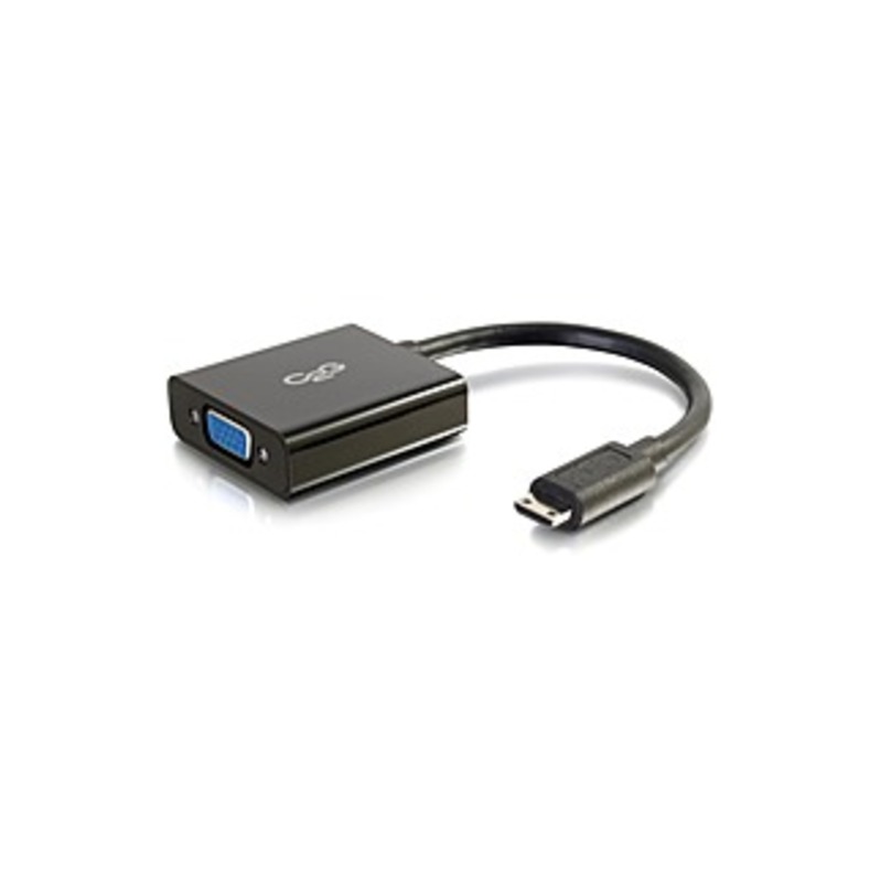C2G 8in Mini HDMI to VGA Adapter - Mini HDMI Adapter - Male to Female Black - HDMI/VGA for Video Device, Notebook, Monitor - 8" - 1 x HDMI (Mini Type