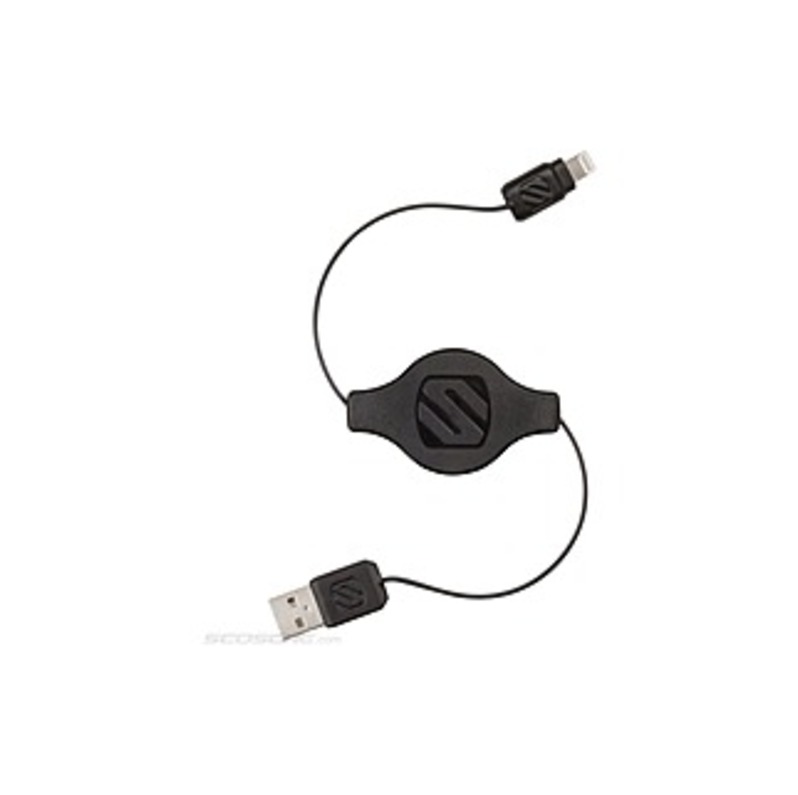 Scosche strikeLINE pro Retractable Charge & Sync Cable for Lightning Devices - 3 ft Lightning/USB Data Transfer Cable for iPad, iPhone, iPod - First E