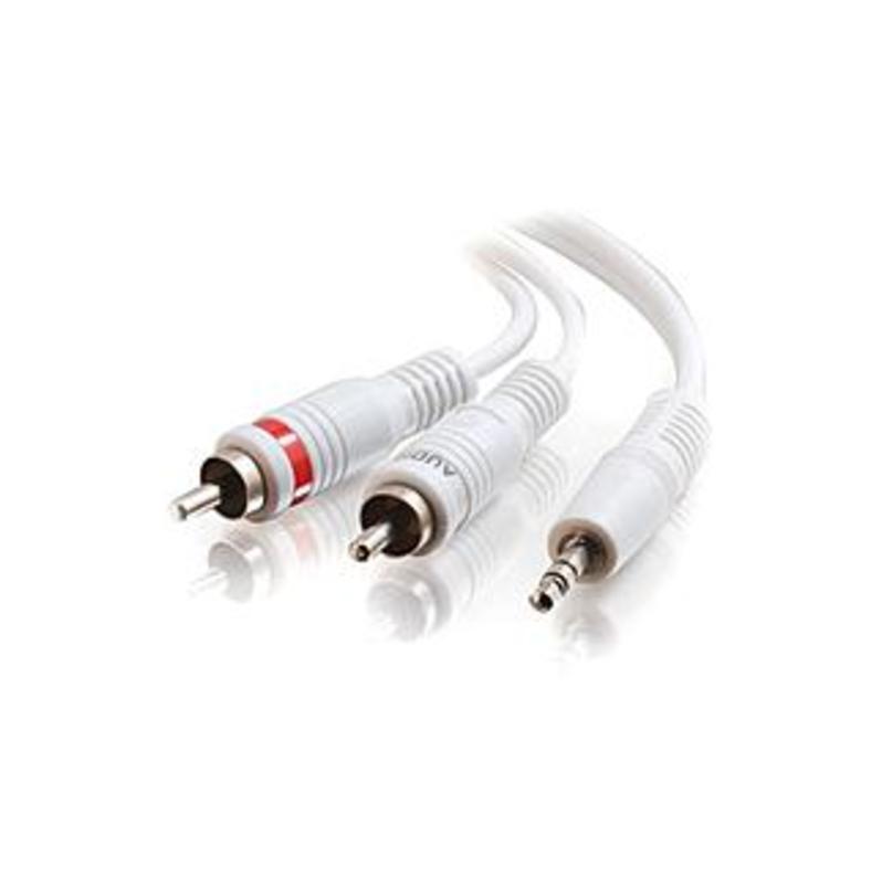C2G 25ft One 3.5mm Stereo Male to Two RCA Stereo Male Audio Y-Cable - White - 25 ft Audio Cable for Audio Device, iPod - First End: 1 x Mini-phone Mal