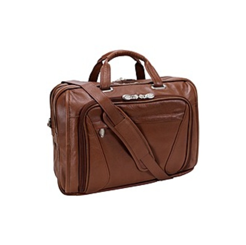 McKleinUSA 15.6" Leather Double Compartment Laptop Briefcase - Shoulder Strap , Hand Strap - 14.1" to 15.4" Screen Support - Leather - Brown