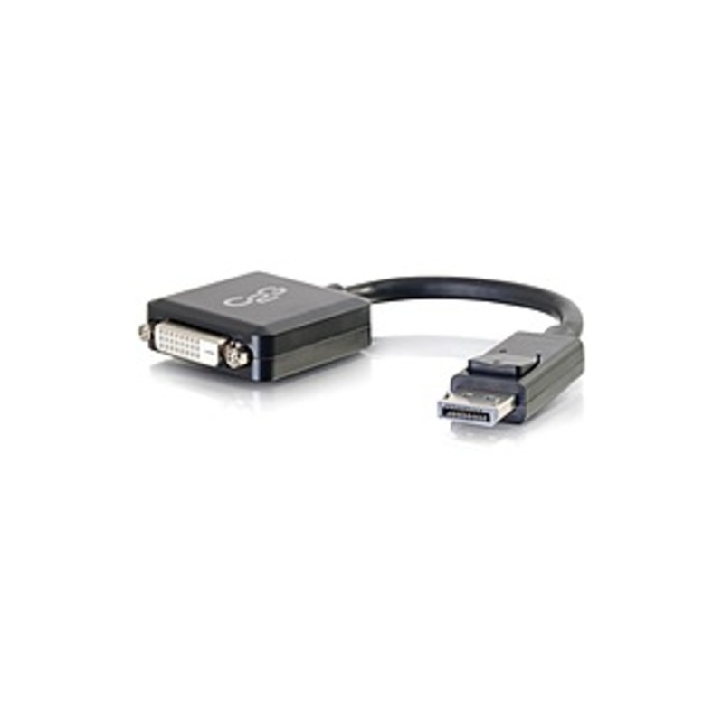 C2G 8in DisplayPort to DVI Adapter Converter-Single Link DVI-D-Video Adapter-M/F Black - DisplayPort/DVI-D for Notebook, Tablet, Monitor, Video Device