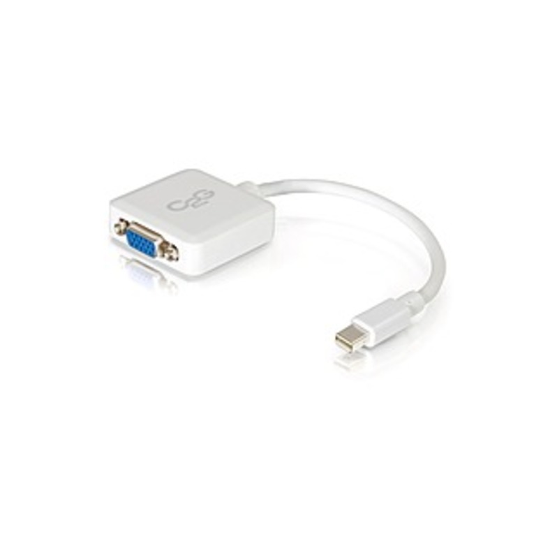 C2G 8in Mini DisplayPort to VGA Adapter -Thunderbolt to VGA Converter-M/F White - Mini DisplayPort/VGA for Notebook, Tablet, Monitor, Video Device - 8