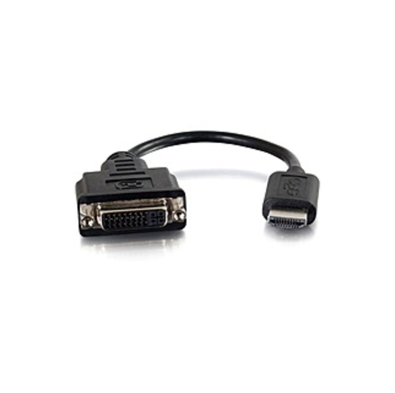 C2G 8in HDMI to DVI Adapter Converter Dongle - M/F Black - DVI-D/HDMI for Video Device, Notebook, Monitor - 8" - 1 x HDMI Male Digital Audio/Video - 1