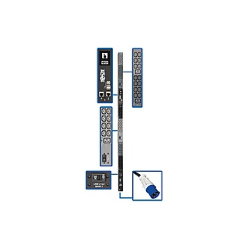 Tripp Lite 3-Phase PDU Monitored 14.5kW 200/208/240V 42 C13; 6 C19; IEC-309 - Monitored - IEC 60309 60A BLUE (3P+E) - 6 x IEC 60320 C19, 42 x IEC 6032