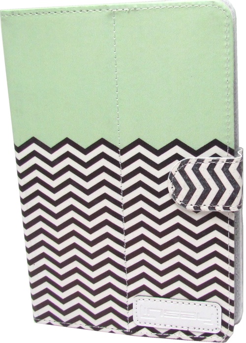 Linsay GREEN/STRIPESC-7 7-inch Portfolio Leather Tablet Case - Universal - Green White Stripes