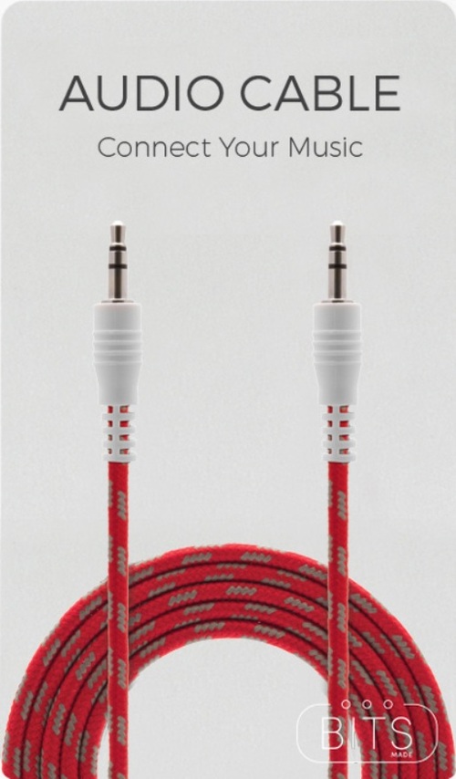 BITS 5031300083566 3.5 FT Audio Cable - 3.5mm to 3.5mm - Red