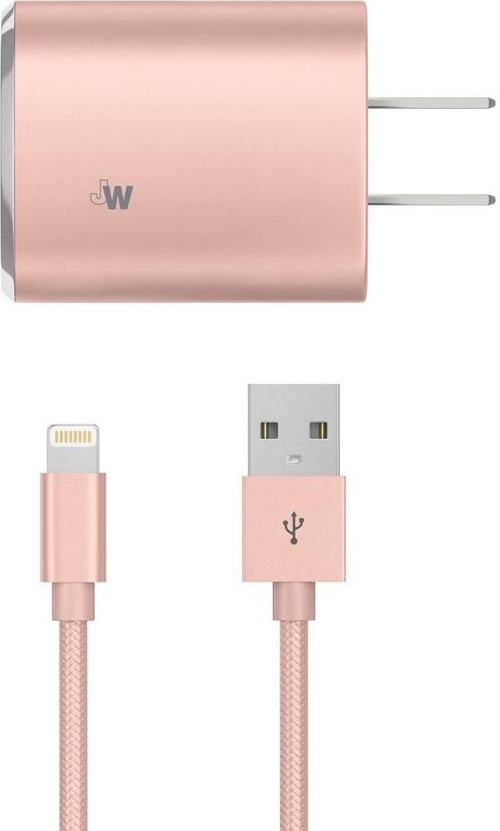 Just Wireless 705954044987 6 FT Lightning Charger - 8-pin Lightning to USB - Wall Plug - Rose Gold
