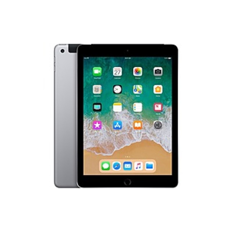Apple iPad Tablet - 9.7" - 32 GB Storage - iOS 11 - 4G - Space Gray - Apple A10 SoC - ARM Hurricane Dual-core (2 Core) 2.34 GHz, TSMC Zephyr Dual-core