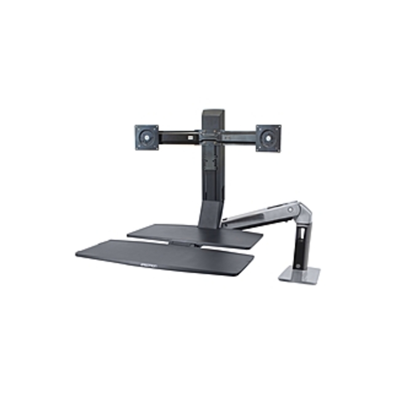 Ergotron WorkFit Mounting Arm for Flat Panel Display - 22" Screen Support - 25 lb Load Capacity - Aluminum - Polished Black