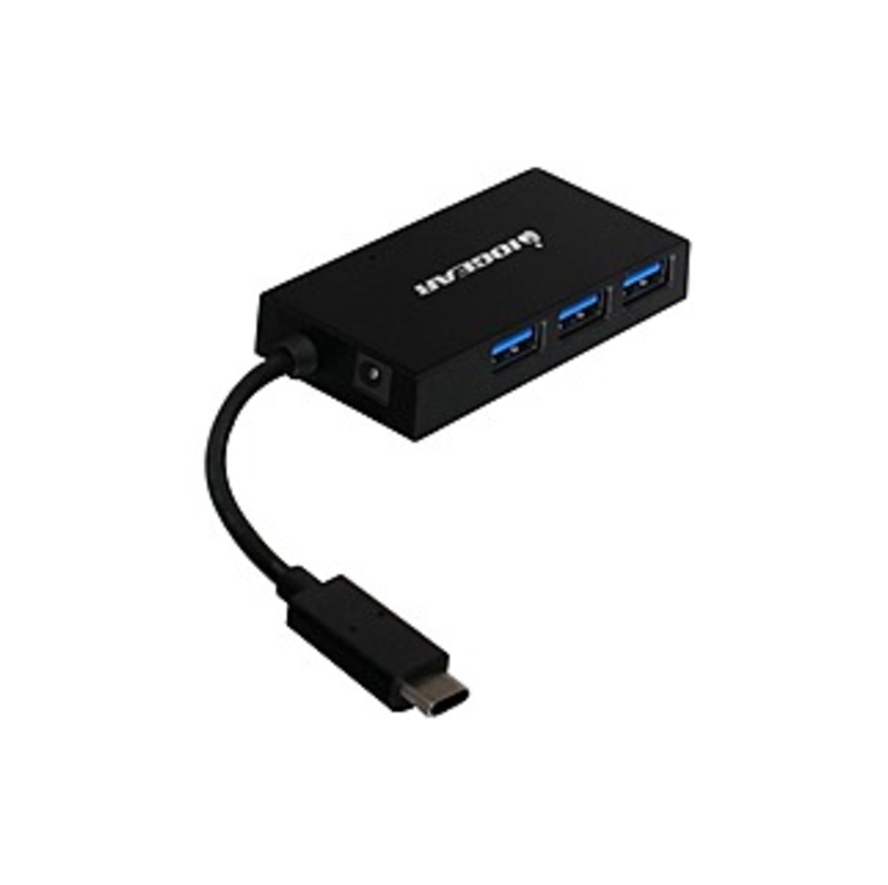 IOGEAR HUB-C+, USB-C to 4-port USB-A Hub with Power - USB Type C - External - 4 USB Port(s) - 4 USB 3.1 Port(s) - PC, Mac