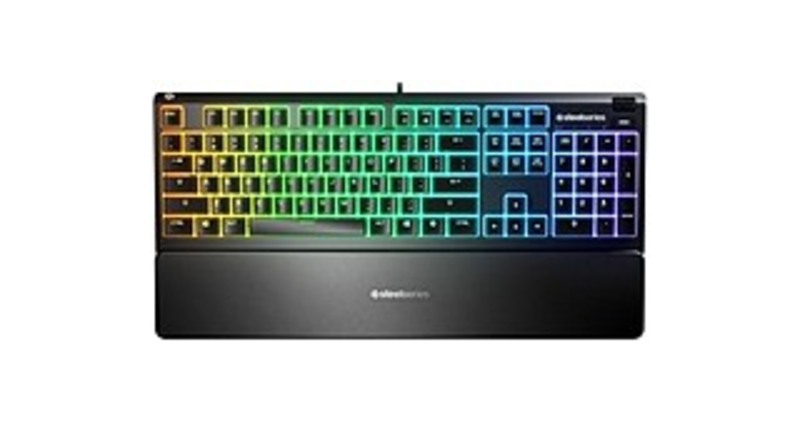 SteelSeries 64795 Apex 3 Water Resistant Gaming Keyboard - Cable Connectivity - USB Interface - English (US) - Windows, Mac OS - Black