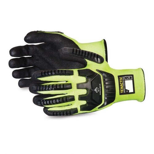 Superior Glove STAGYPNVB-9 TenActiv Anti-Impact Hi-Viz Glove With Micropore Nitrile Grip - Size 9 - Cut Resist - Abrasion Resist - Puncture Resist - G