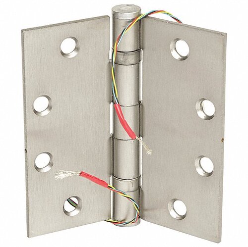 Stanley CEFBB179-58-4-1/2X4-1/2-26D Electric Hinge - 8 Wires - Steel - Full Mortise - Ball Bearing - Square Corner - Satin Chrome
