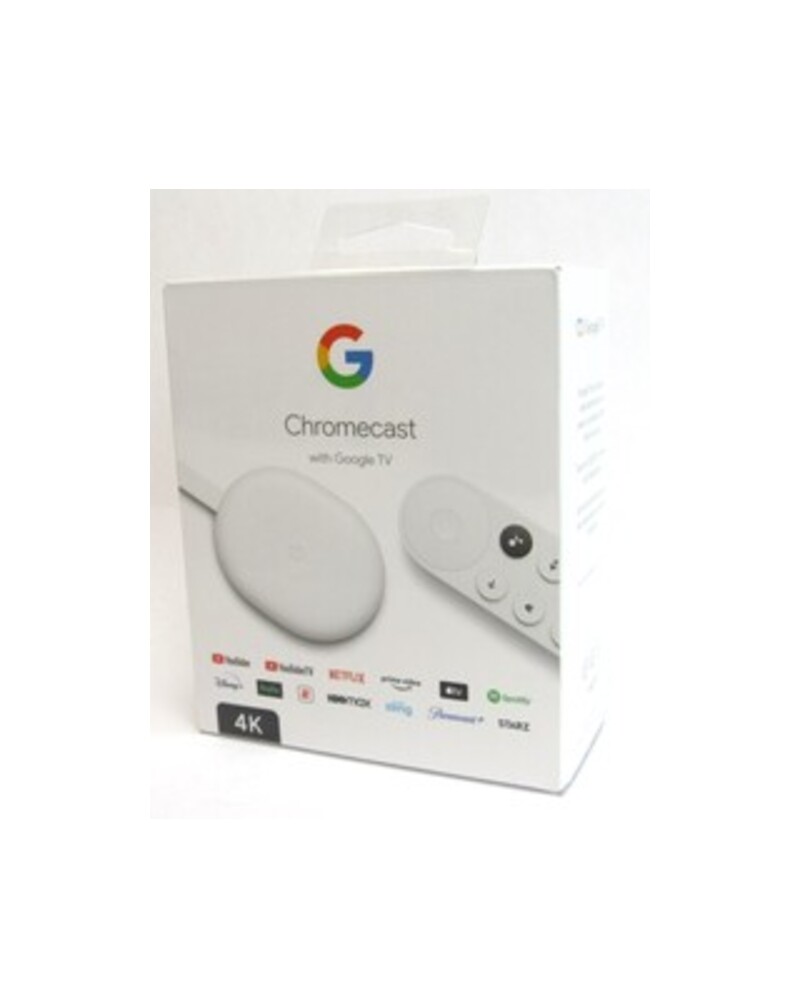 Image of Google Chromecast Network Audio/Video Player - Wireless LAN - Snow - Dolby Atmos, Dolby Digital, Dolby Digital Plus - Internet Streaming - 4K UHD - 21