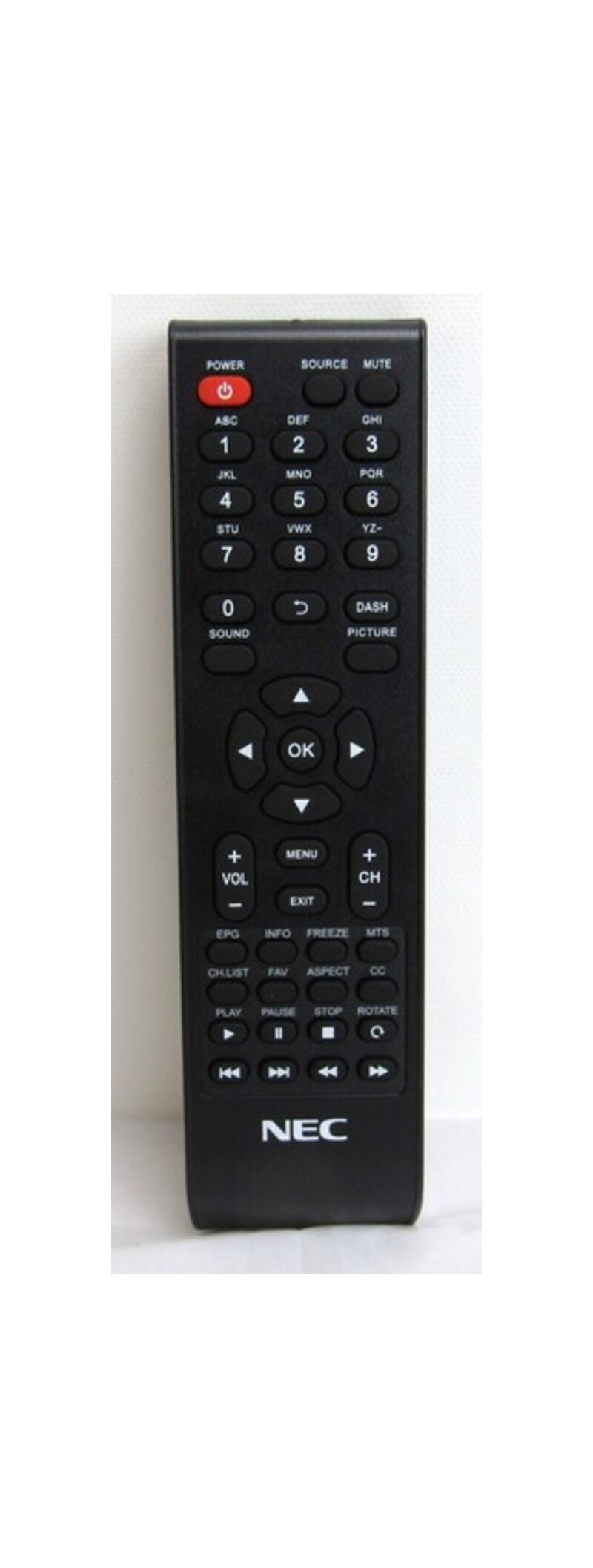 Image of NEC Oem Replacement Tv Remote Control - Batteries Required