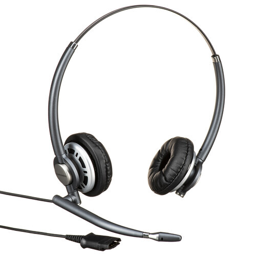 Plantronics HW720 Binaural Headset - Stereo - Wired - Over-the-head - Binaural - Circumaural - Noise Cancelling Microphone - Black
