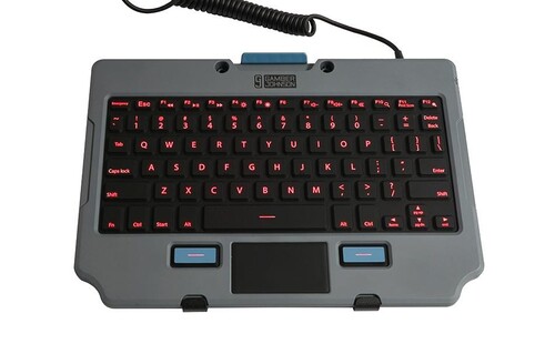 Gamber-Johnson 7170-0817-01 Rugged Lite Backlit Keyboard and Quick Release Keyboard Cradle - 76 Keys - 12 Hot Keys - Vibration-Proof - Shock-Resistant