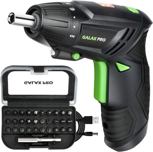 Image of Galax Pro HYS-2002 31-Piece Cordless Electric Screwdriver with Front LED - 200 RPM - 3.6 Volts - 2000 mAh - Lithium Battery - USB