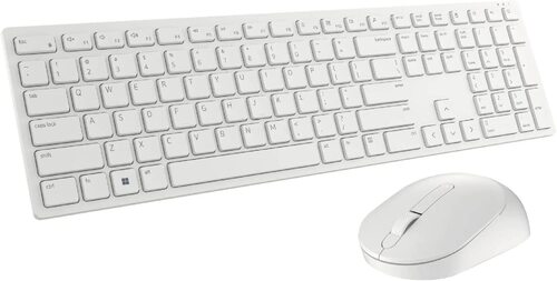 Image of Dell KM5221WWKB-US Mouse And Keyboard Combo Set With USB Receiver - RF 2.4 GHz - 3 Mouse Buttons - White