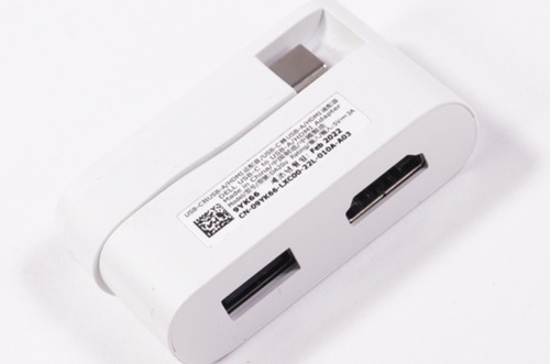 Image of Dell 9YK66 DA20U Multi-port Adapter - USB Type-C to HDMI 2.0 - USB Type-C to USB Type-A 3.0 - White