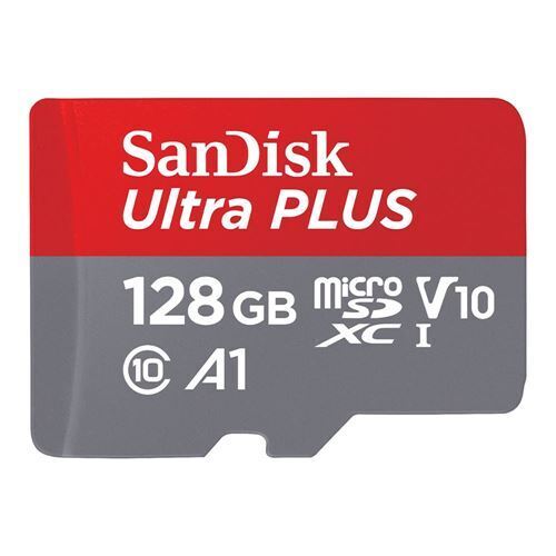 Ultra Plus Flash microSDHC Memory Card - 128 Gigabytes - CLASS 10 - UHS-I - V10 - 80MB/s Read Speed - 10MB/s Write Speed - SanDisk SDSQUB3-128G-ANCMA