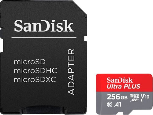 Sandisk SDSQUB3-256G-ANCMA MicroSDXC Memory Card With Adapter - 256 Gigabytes - Class 10 - UHS-I - V10 - Water Resistant