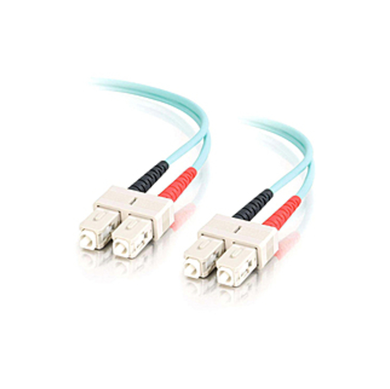 C2G-5m SC-SC 10Gb 50/125 OM3 Duplex Multimode PVC Fiber Optic Cable - Aqua - Fiber Optic For Network Device - SC Male - SC Male - 10Gb - 50/125 - Dupl