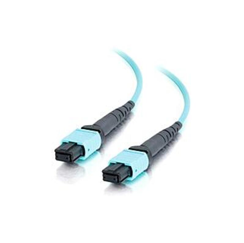 Image of C2G 20m MTP 10Gb 50/125 OM3 Multimode Fiber Cable - Aqua - 65ft - Fiber Optic for Network Device - MTP - 10Gb - 50/125 - Multimode - OM3 - 20m - Aqua